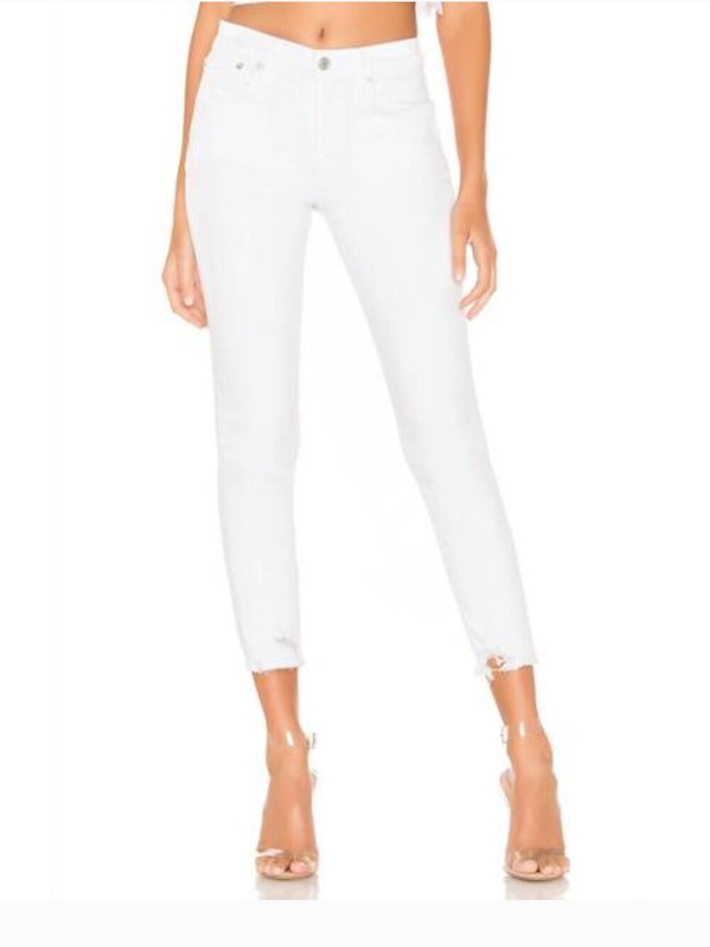 AGOLDE Women's Sophie High Rise Skinny Crop Jeans in Aero (White) Size 24